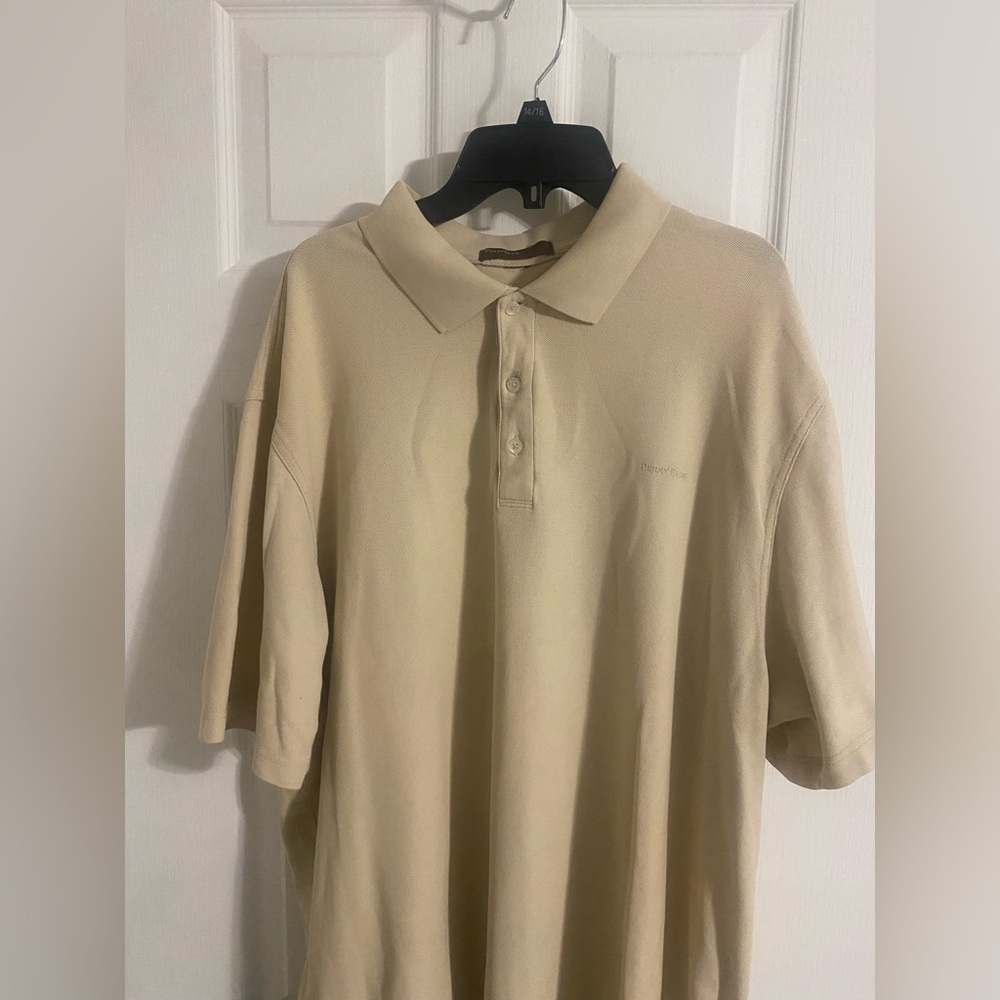 PerryElis Short Sleeve Beige Polo Shirt , Size XXL